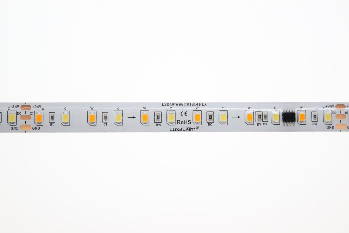 LuxaLight Pixel LED-strip TM1814 Amber + White Beschermd (24 Volt, 96 LEDs, 2835, IP64)